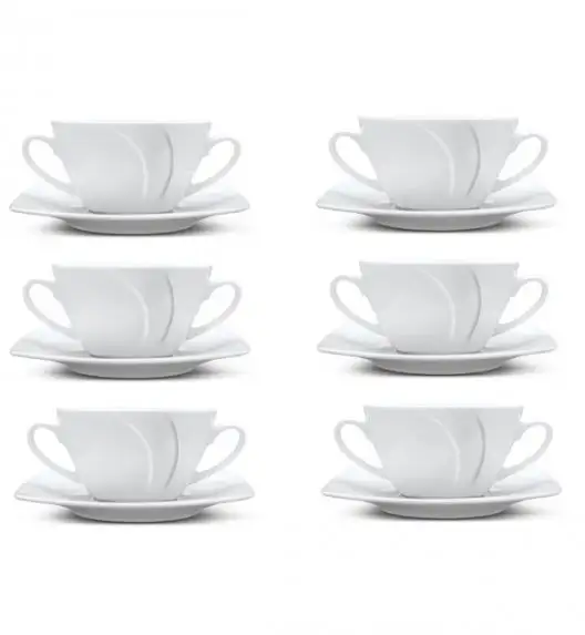 LUBIANA CELEBRATION Komplet 6 Bulionówek 300 ml + spodki / 12 el / 6 os 