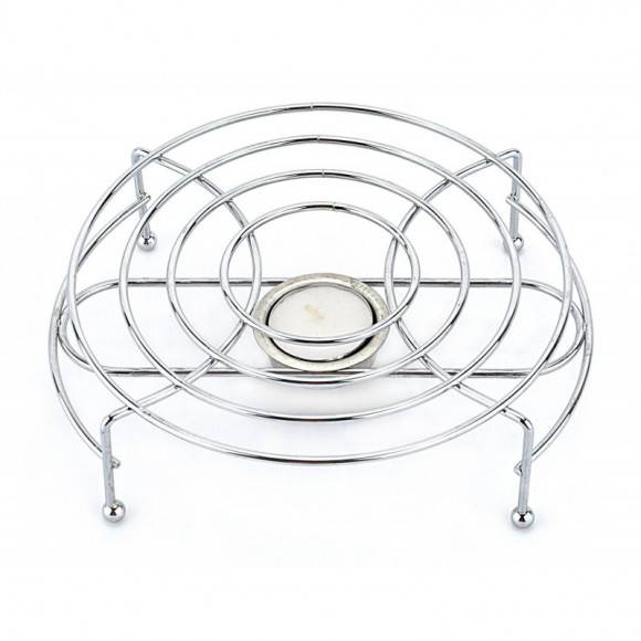TADAR Podgrzewacz okrągły na świeczkę 19 x 17 x 5,5 cm / drut chromowany