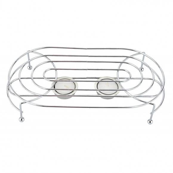 TADAR Podgrzewacz owalny na 2 świeczki 29 x 15,3 x 5,4 cm / drut chromowany
