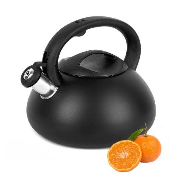 TADAR VITA Czajnik stalowy z gwizdkiem 3 l / czarny / matowy