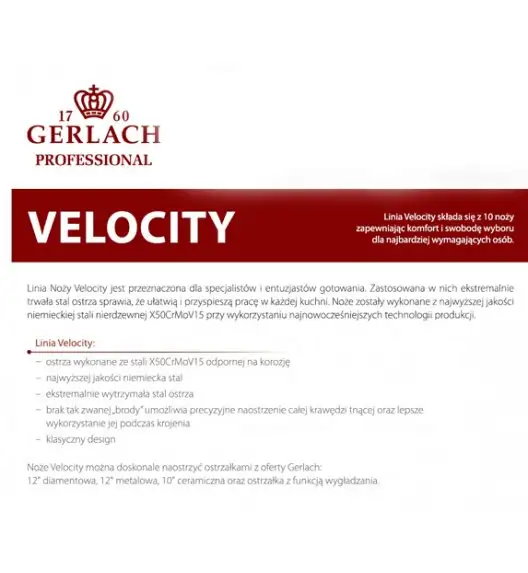 WYPRZEDAŻ! GERLACH VELOCITY Nóż kuchenny 6