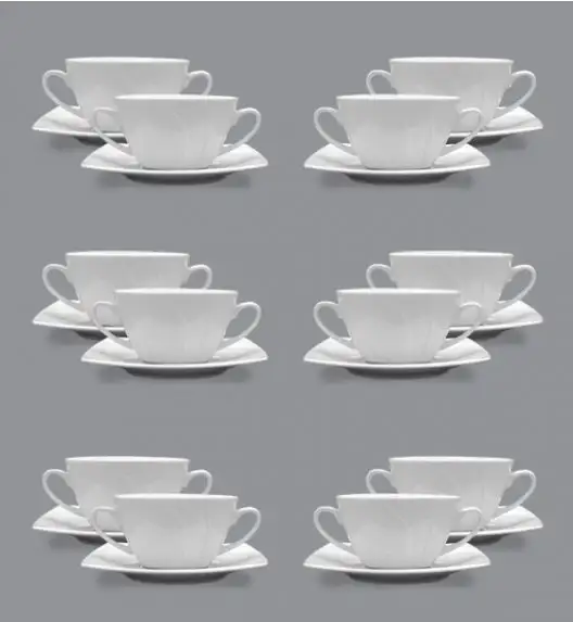LUBIANA CELEBRATION Komplet 12 Bulionówek 300 ml + spodki 16,5 cm / 24 el / 12 os
