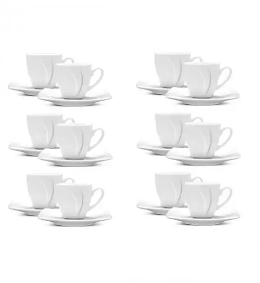 LUBIANA CELEBRATION Komplet 12 Filiżanek espresso 90 ml + spodki / 24 el / 12 os / porcelana