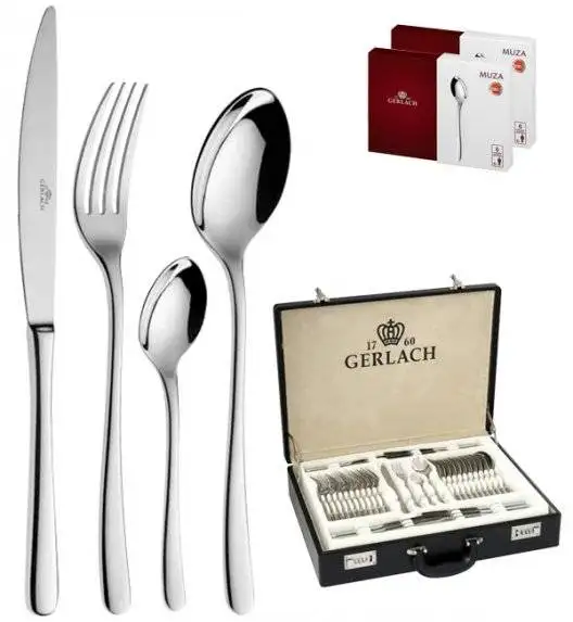 Gerlach Muza Sztućce Komplet 80 el walizka+dodatki / 12 osób / połysk 