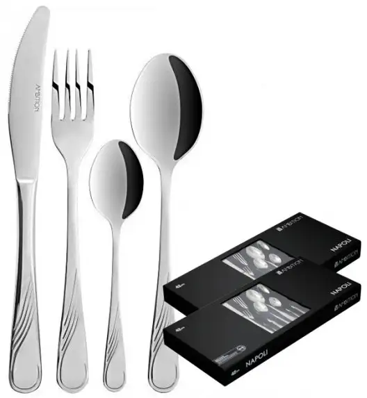 AMBITION NAPOLI Sztućce Komplet 84 el pudełko / 12 osób / połysk / 