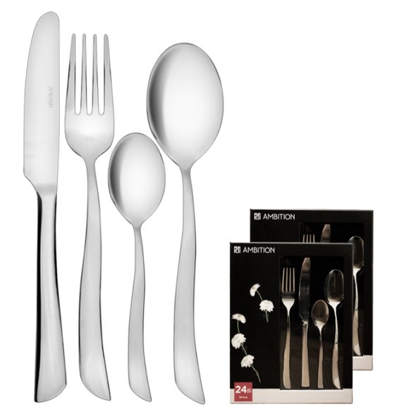 AMBITION Wave Sztućce Komplet 48 el pudełko / połysk / 12 os / 29880x2