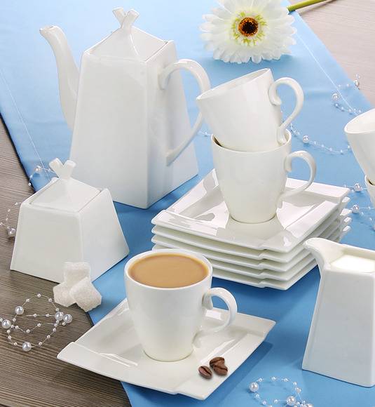 AMBITION KUBIKO Komplet kawowy 17 elementów dla 6 osób / Porcelana / 61249