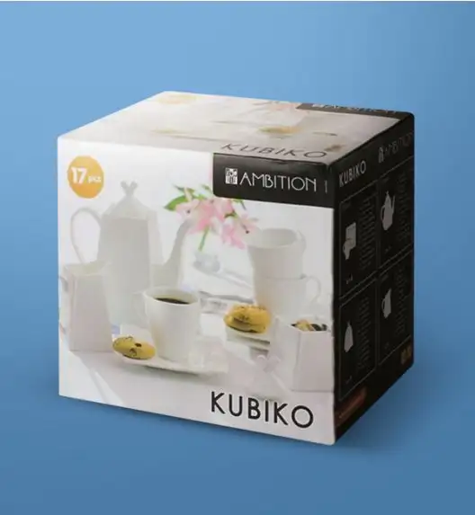 AMBITION KUBIKO Komplet kawowy 17 elementów dla 6 osób / Porcelana / 61249