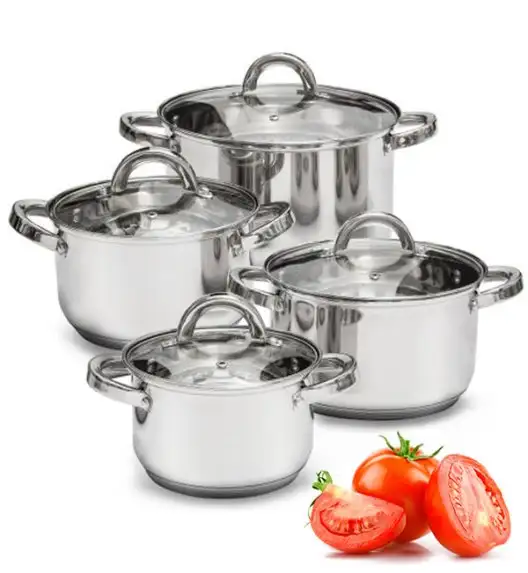 AMBITION BERRY Komplet garnków z pokrywkami 8 el / stal nierdzewna