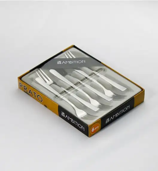 AMBITION PRATO Sztućce Widelczyki do ciasta w pudełku 6 elementów / 6 osób / 28445