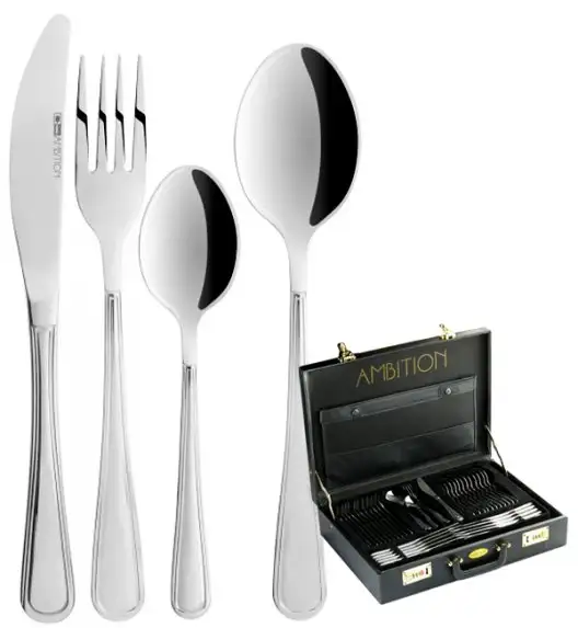 AMBITION VERONA Sztućce Komplet 72 el walizka / 12 os / połysk