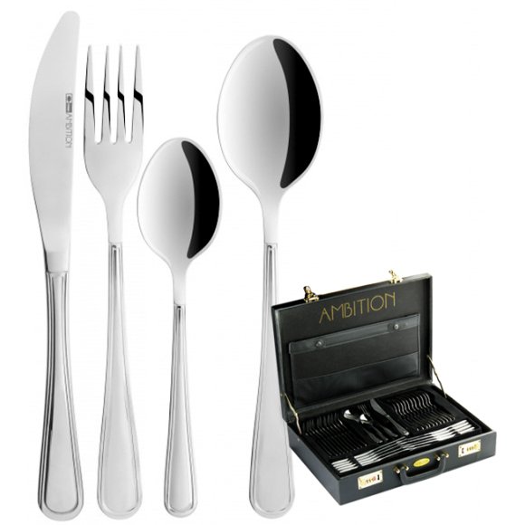 AMBITION VERONA Sztućce Komplet 72 el walizka / 12 os / połysk