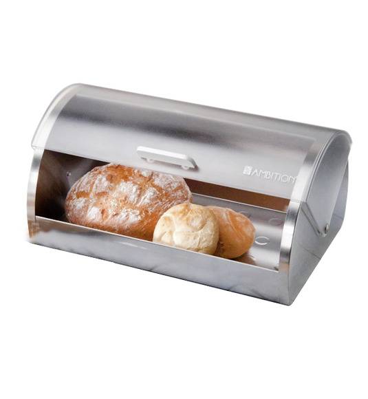 AMBITION VERNO Chlebak stalowy z matową pokrywą 39,5x21x21 cm