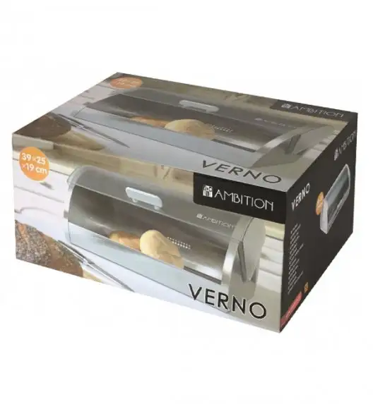 AMBITION VERNO Chlebak stalowy z matową pokrywą 39,5x21x21 cm