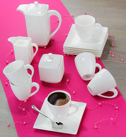 AMBITION PORTO Serwis kawowy 17 elementów dla 6 osób / Porcelana / 33988