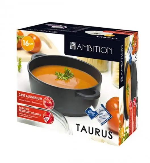 AMBITION TAURUS Garnek 1,25 l z pokrywką 16 cm / powłoka Teflon ® Platinum Plus
