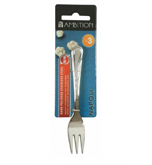 AMBITION NAPOLI Widelczyki do ciasta 3 el dla 3 osób / połysk / 28606