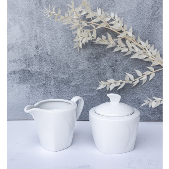 LUBIANA CELEBRATION Komplet Mlecznik 200 ml + cukiernica 200 ml z pokrywką / 3 el / porcelana