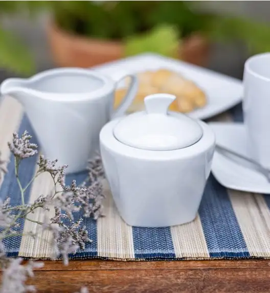 LUBIANA CELEBRATION Komplet Mlecznik 200 ml + cukiernica 200 ml z pokrywką / 3 el / porcelana