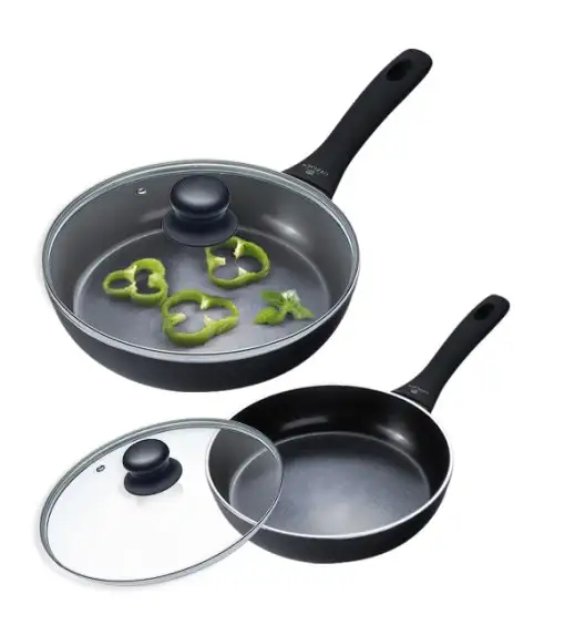 GERLACH CONTRAST PROCOAT Komplet patelni 20, 28 cm z powłoką ceramiczną non-stick + pokrywki uniwersalne