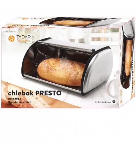 TADAR PRESTO Chlebak w połysku 35 x 23 x 14 cm / stal nierdzewna