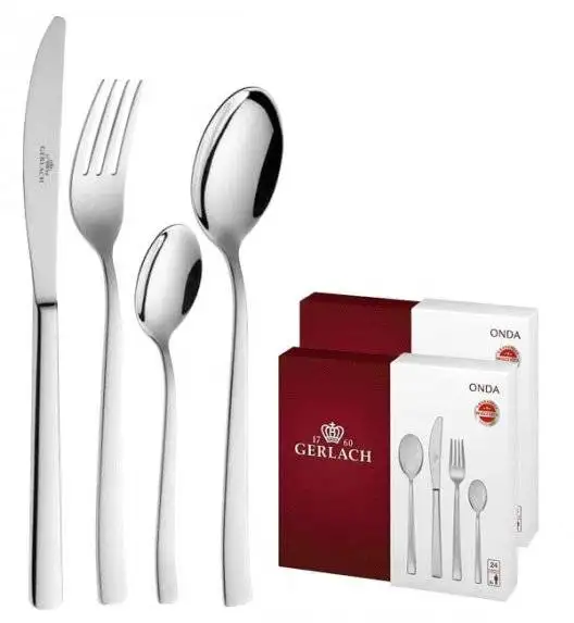 GERLACH ONDA Sztućce Komplet 48 el (2x24) pudełko / 12 osób / połysk