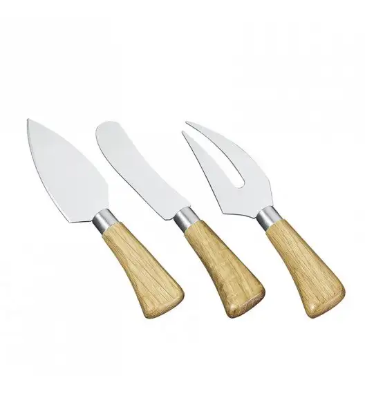 CILIO Zestaw noży do serów z widelcem do serwowania CALABRIA dębowe trzonki / FreeForm