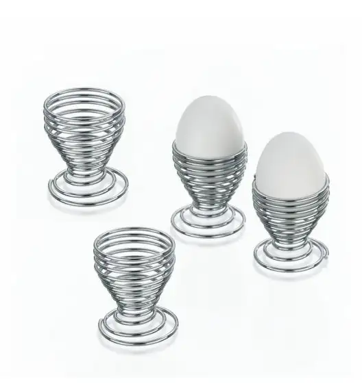 KELA GLOBUL Metalowe kieliszki na jajka / 4 sztuk