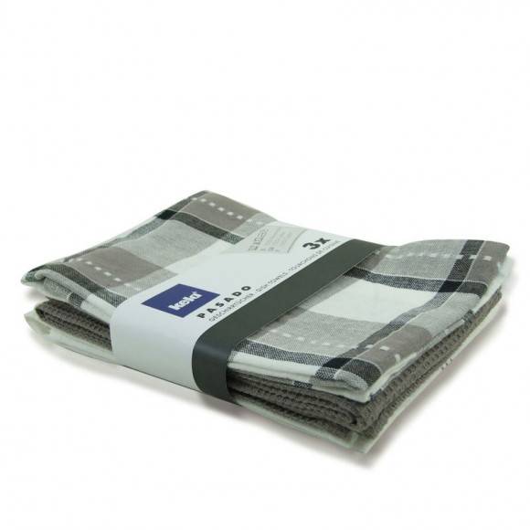 KELA PASADO Zestaw 3 ściereczek bawełnianych 65 x 45 cm / szare