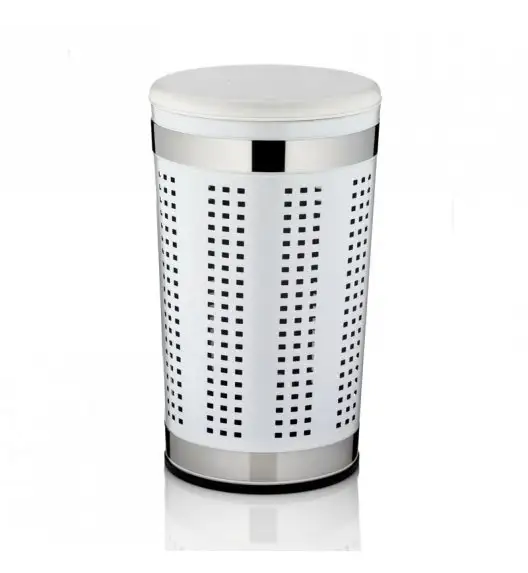 KELA Stalowy kosz na pranie / taboret SEVILLA biały / FreeForm