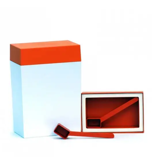 O'LaLa Pojemnik prostokątny z miarką do przechowywania żywności / 3,0 L / biało-pomarańczowy