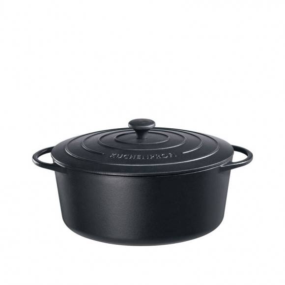 KUCHENPROFI Owalny garnek żeliwny z pokrywką PROVENCE / 7,0 L / czarny / FreeForm