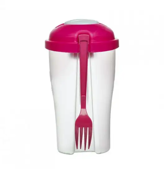 SAGAFORM Pojemnik na sałatkę + widelec FRESH 0,8 l / różowy / FreeForm