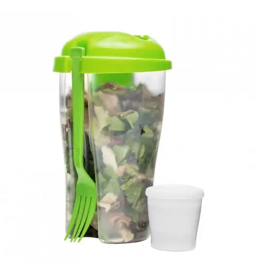 SAGAFORM Pojemnik na sałatkę + widelec FRESH 0,8 l / zielony / FreeForm