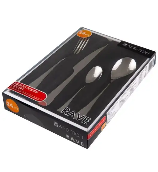 AMBITION RAVE Sztućce Komplet 24 el pudełko / 6 osób / połysk