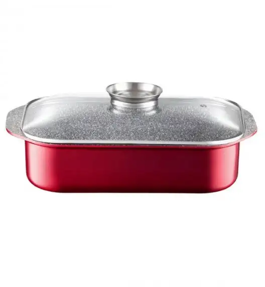 AMBITION JASPER Brytfanna ze szklaną pokrywą 40,5 x 25,5 cm / czerwona