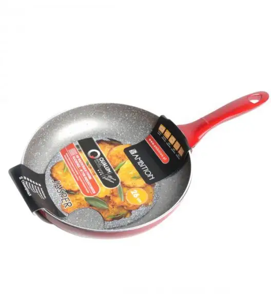 AMBITION JASPER Patelnia z nieprzywierającą powłoką Qualum Basic Stone Edition 26 cm / czerwona / 20155