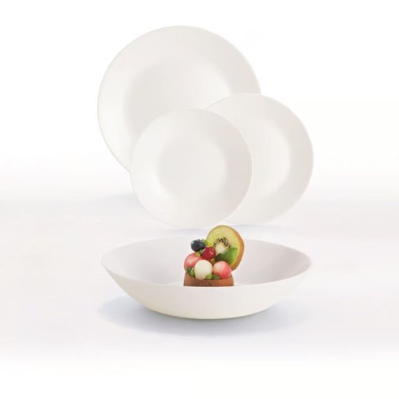 ARCOPAL ZELIE Serwis obiadowy 18 el dla 6 os / biały / szkło hartowane