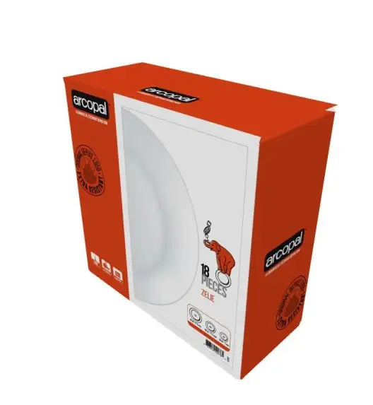 ARCOPAL ZELIE Serwis obiadowy 18 el dla 6 os / biały / szkło hartowane