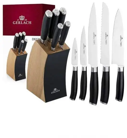 GERLACH DECO BLACK Komplet 5 noży w bloku / 6 el / stal nierdzewna
