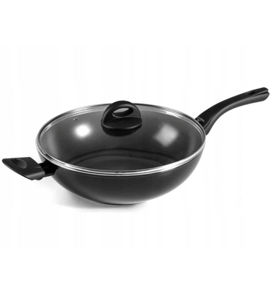 GERLACH HARMONY BLACK Wok z powłoką ceramiczną 30 cm + pokrywka / INDUKCJA