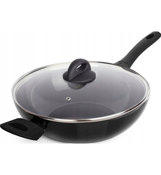 GERLACH HARMONY BLACK Wok z powłoką ceramiczną 30 cm + pokrywka / INDUKCJA