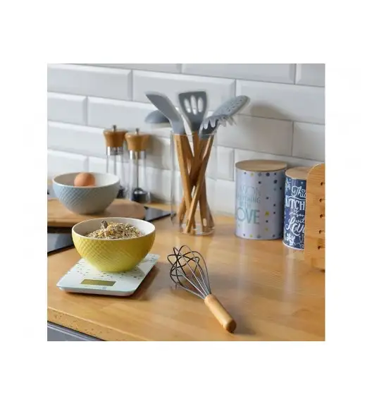 AMBITION NORDIC Trzepaczka silikonowa 28,5 cm z bambusową rączką / skandynawski styl