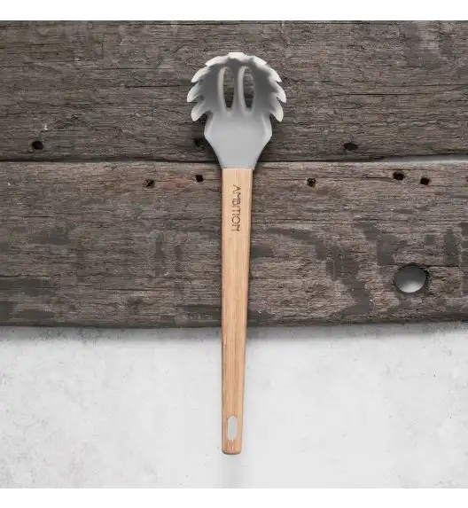 AMBITION NORDIC Łyżka do spaghetti silikonowa 29 cm z bambusową rączką / skandynawski styl