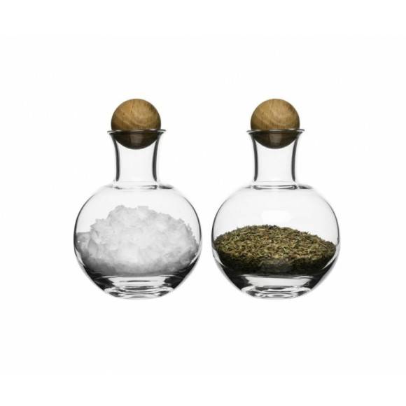 SAGAFORM Szklana karafka z dębowym korkiem do przypraw 0,2 l NATURE 2 szt / FreeForm