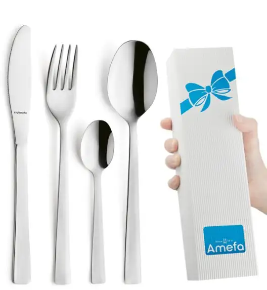 AMEFA PADOVA Sztućce UE 24 el PUDEŁKO składane / 6 os / połysk / wieczysta gwarancja