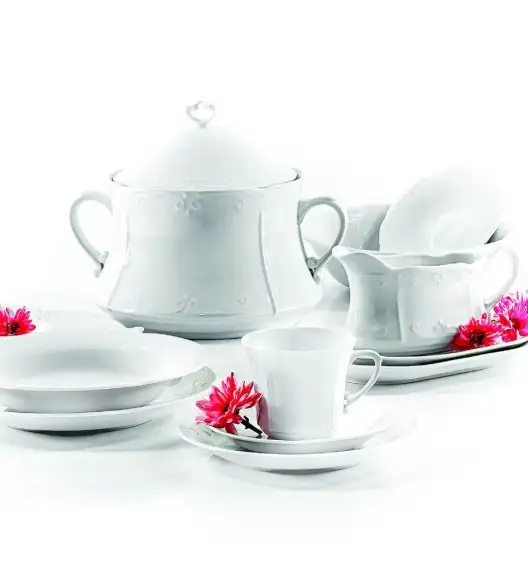 CHODZIEŻ KAMELIA C000 BIAŁA Serwis obiadowo-kawowy 30 el / 6 osób / porcelana
