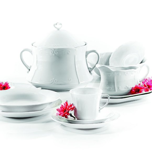 CHODZIEŻ KAMELIA C000 BIAŁA Serwis obiadowo-kawowy 30 el / 6 osób / porcelana