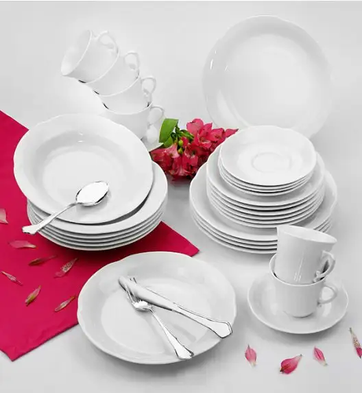 CHODZIEŻ KAMELIA C000 BIAŁA Serwis obiadowo-kawowy 30 el / 6 osób / porcelana