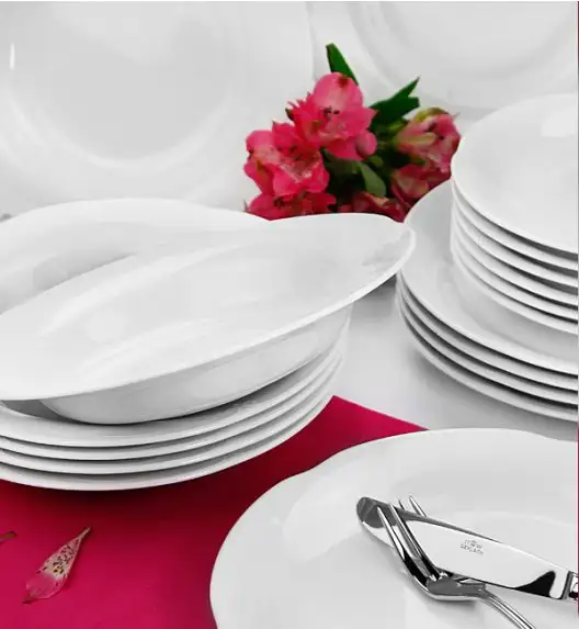 CHODZIEŻ KAMELIA C000 BIAŁA Serwis obiadowo-kawowy 30 el / 6 osób / porcelana